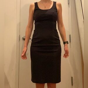 CLUB MONACO Midi Black Fitted Dress, Size 2